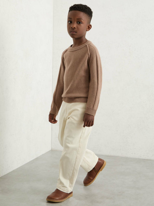 Reiss 9-13 yrs Wool-Cashmere Reverse-Seam Jumper in Camel