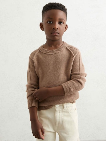 Reiss 9-13 yrs Wool-Cashmere Reverse-Seam Jumper in Camel