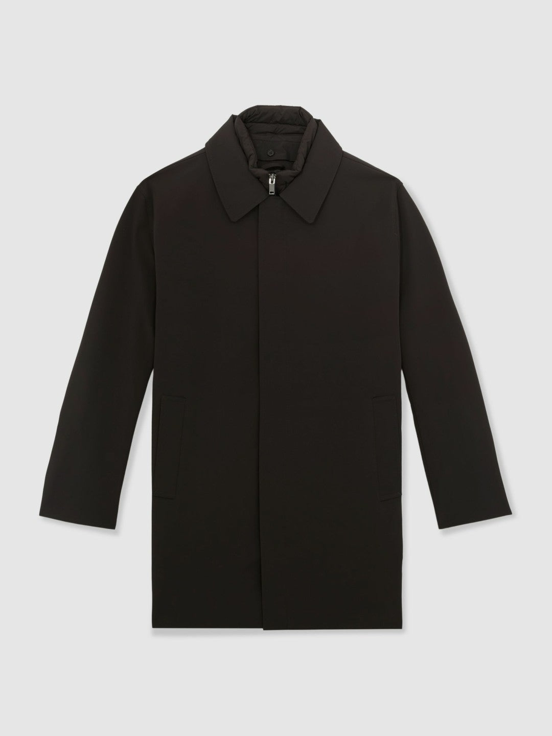 Reiss Hybrid Removable Funnel Neck Overcoat in Brown