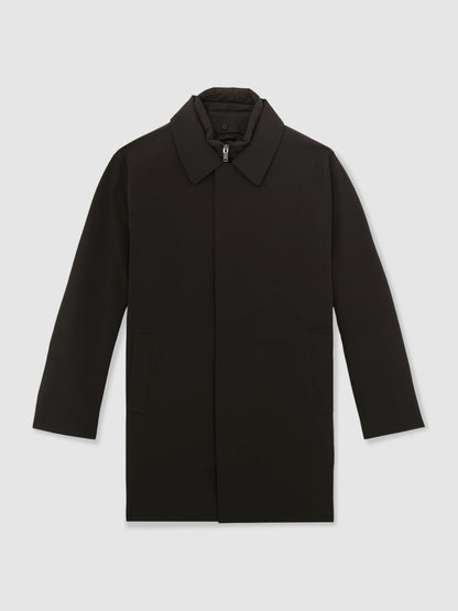 Reiss Hybrid Removable Funnel Neck Overcoat in Brown