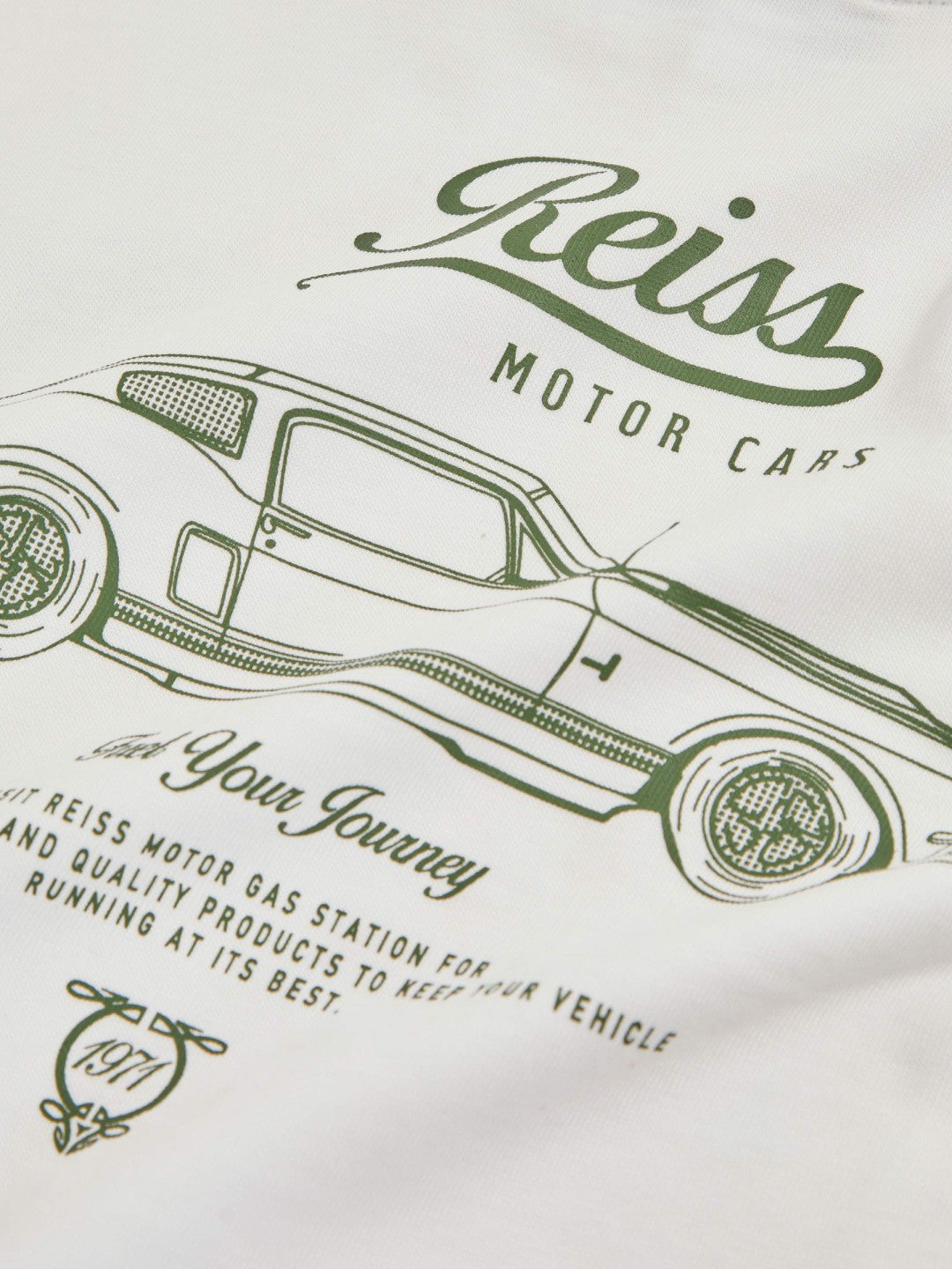 Reiss 3-9 yrs Cotton Motor Cars-Print T-Shirt in White/Green