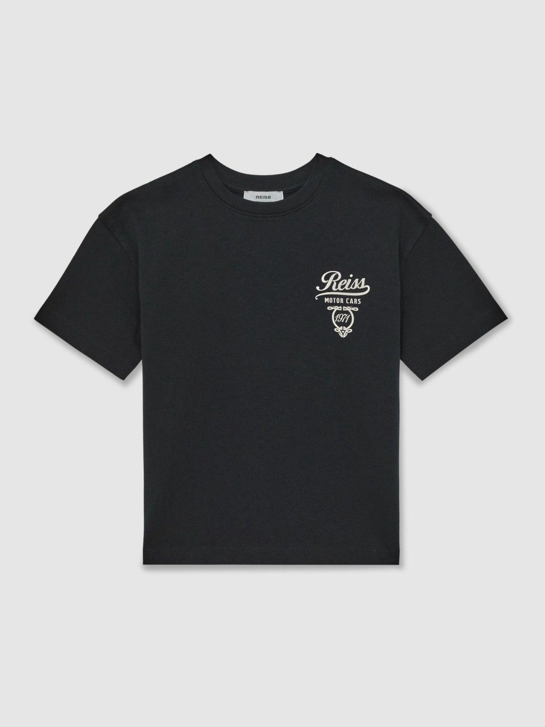 Reiss 3-9 yrs Cotton Motor Cars-Print T-Shirt in Washed Blue/White