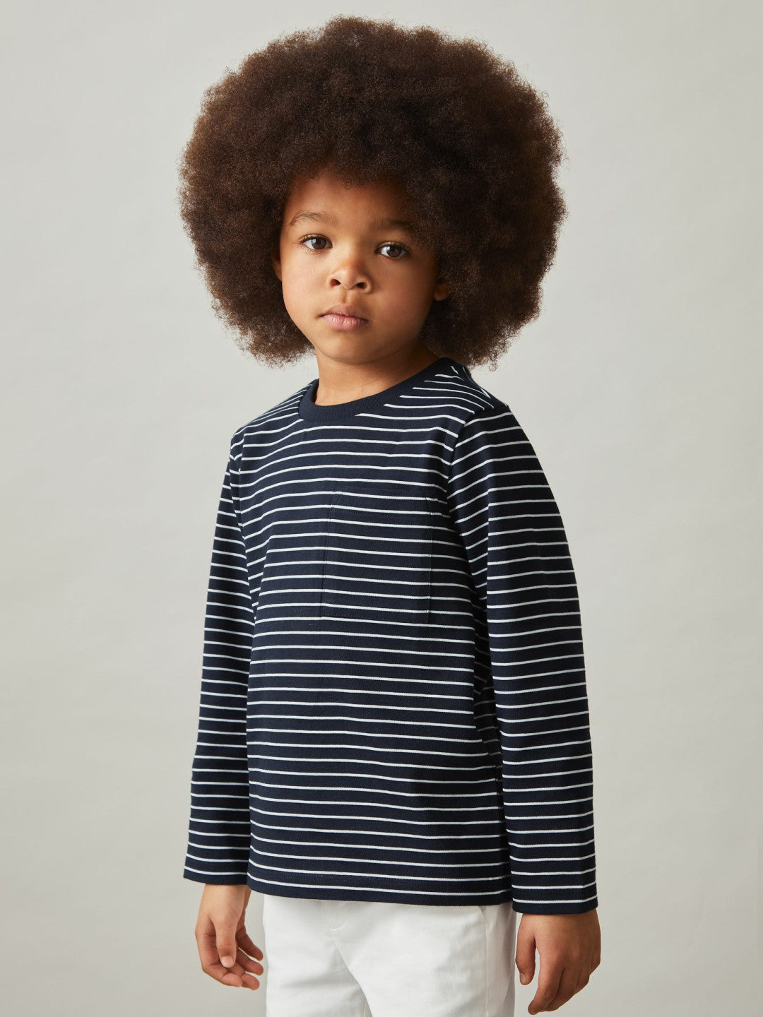 Reiss 9-13 yrs Stretch-Cotton Stripe T-Shirt in Navy/White