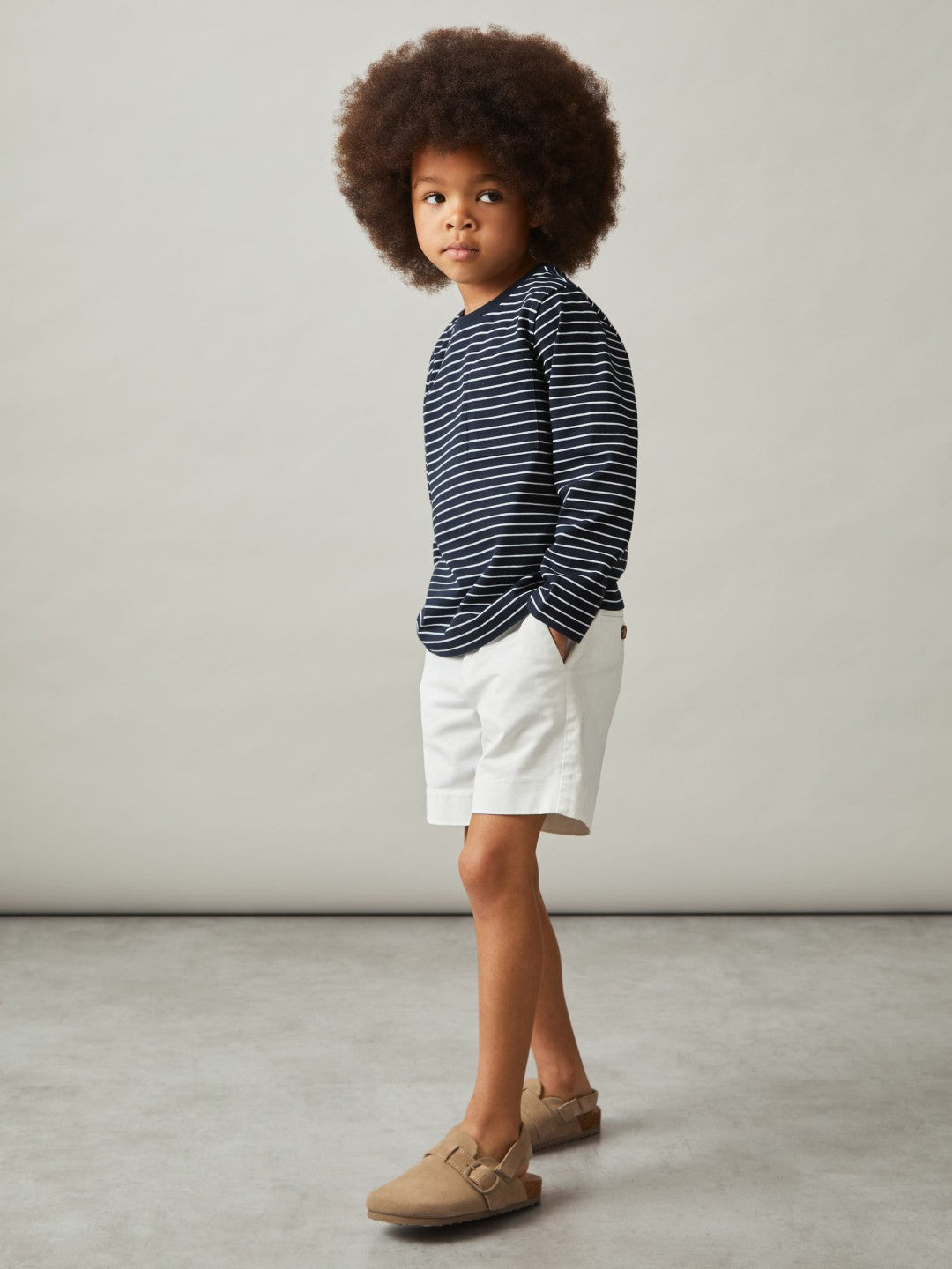 Reiss 9-13 yrs Stretch-Cotton Stripe T-Shirt in Navy/White