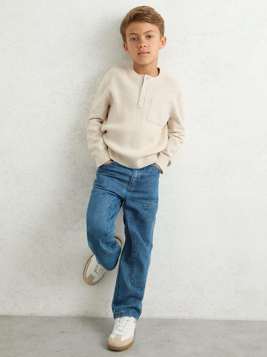 Reiss 3-9 yrs Straight-Leg Carpenter Jeans in Mid Blue