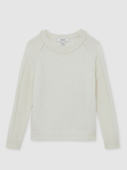 Reiss 13-14 yrs Wool-Cashmere Reverse-Seam Jumper in Off White