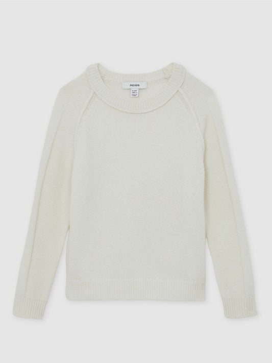 Reiss 13-14 yrs Wool-Cashmere Reverse-Seam Jumper in Off White
