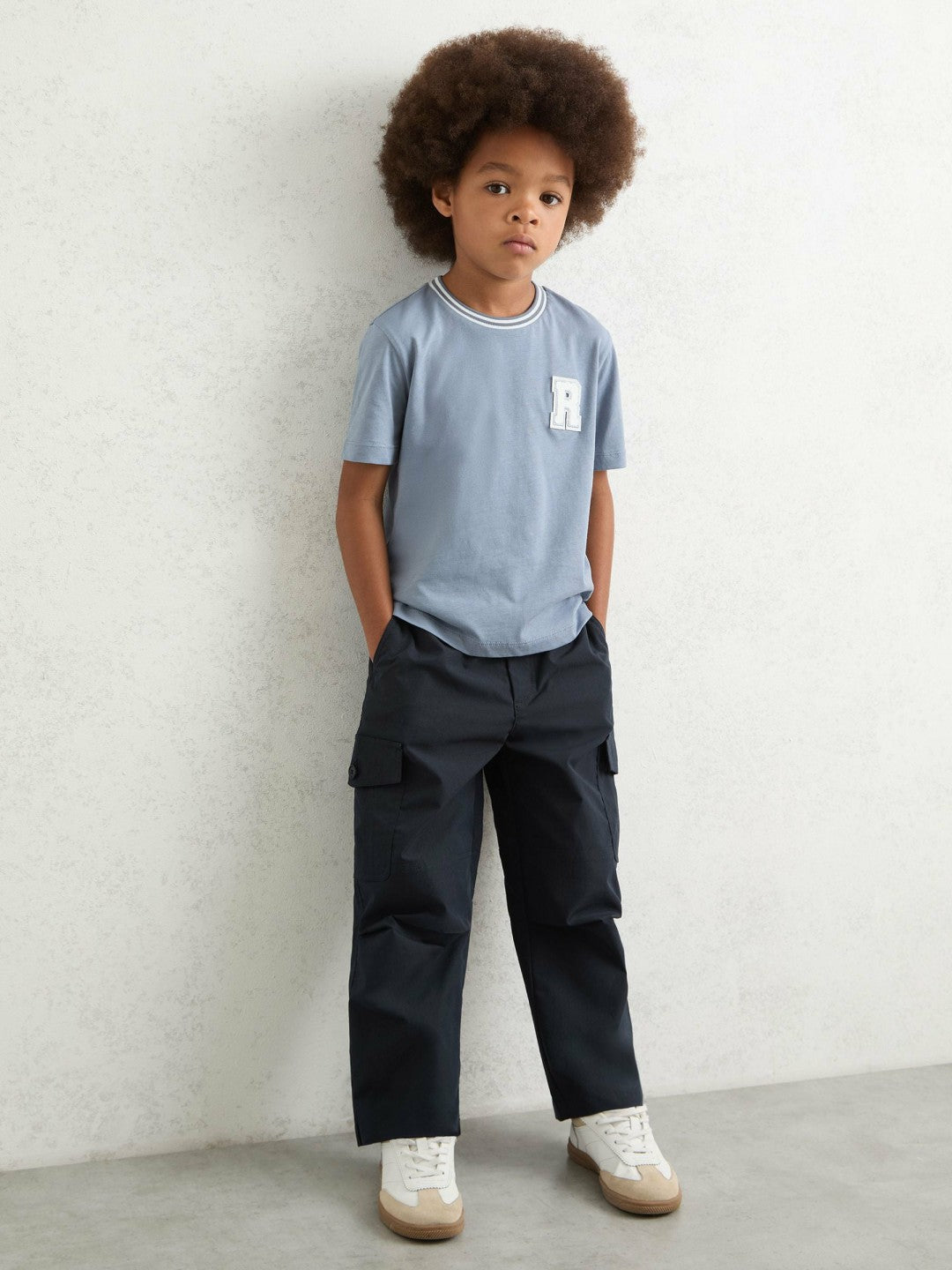 Reiss 9-13 yrs Technical Straight Leg Cargo Trousers in Navy