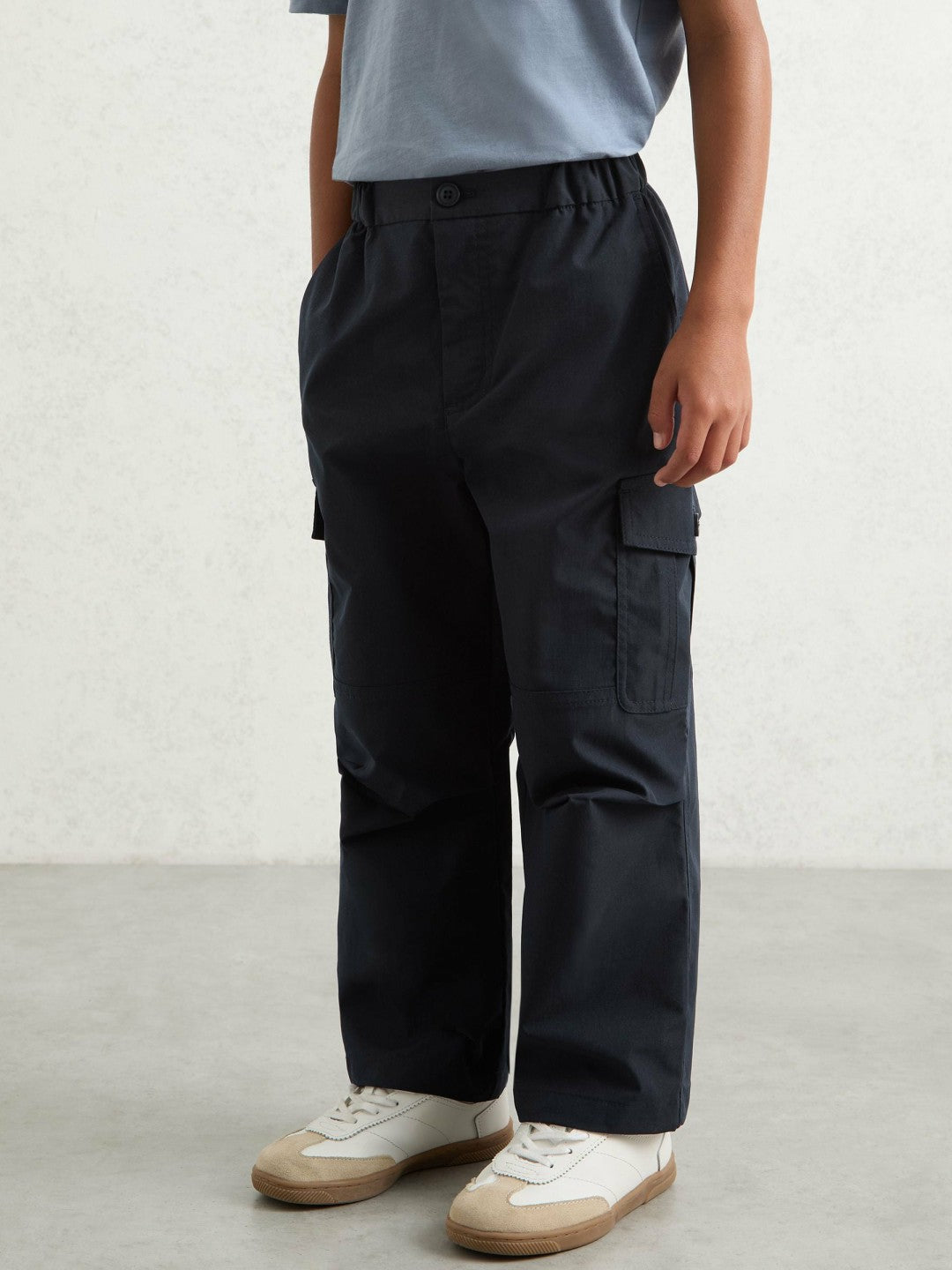 Reiss 9-13 yrs Technical Straight Leg Cargo Trousers in Navy
