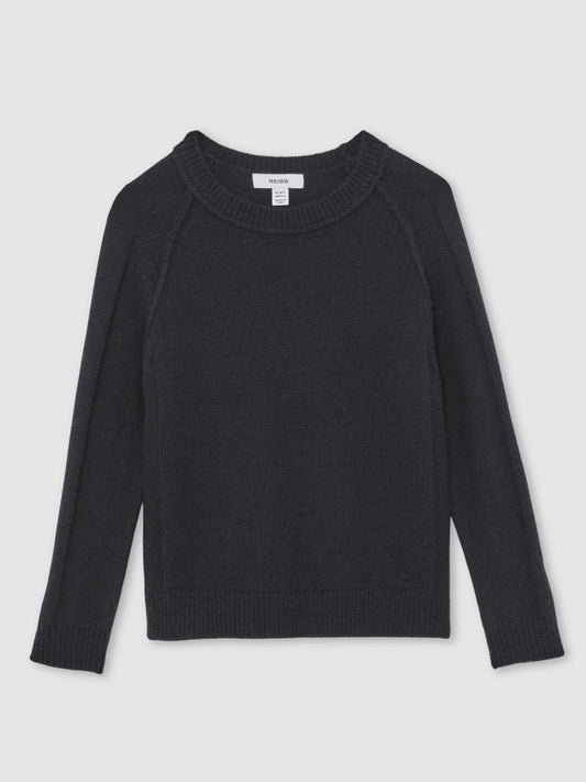 Reiss 13-14 yrs Wool-Cashmere Reverse-Seam Jumper in Navy