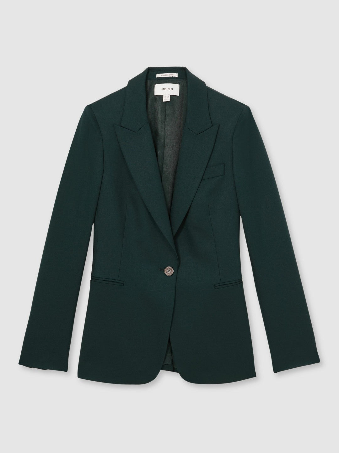 Reiss Wool-Blend Single-Breasted Suit Blazer in Green