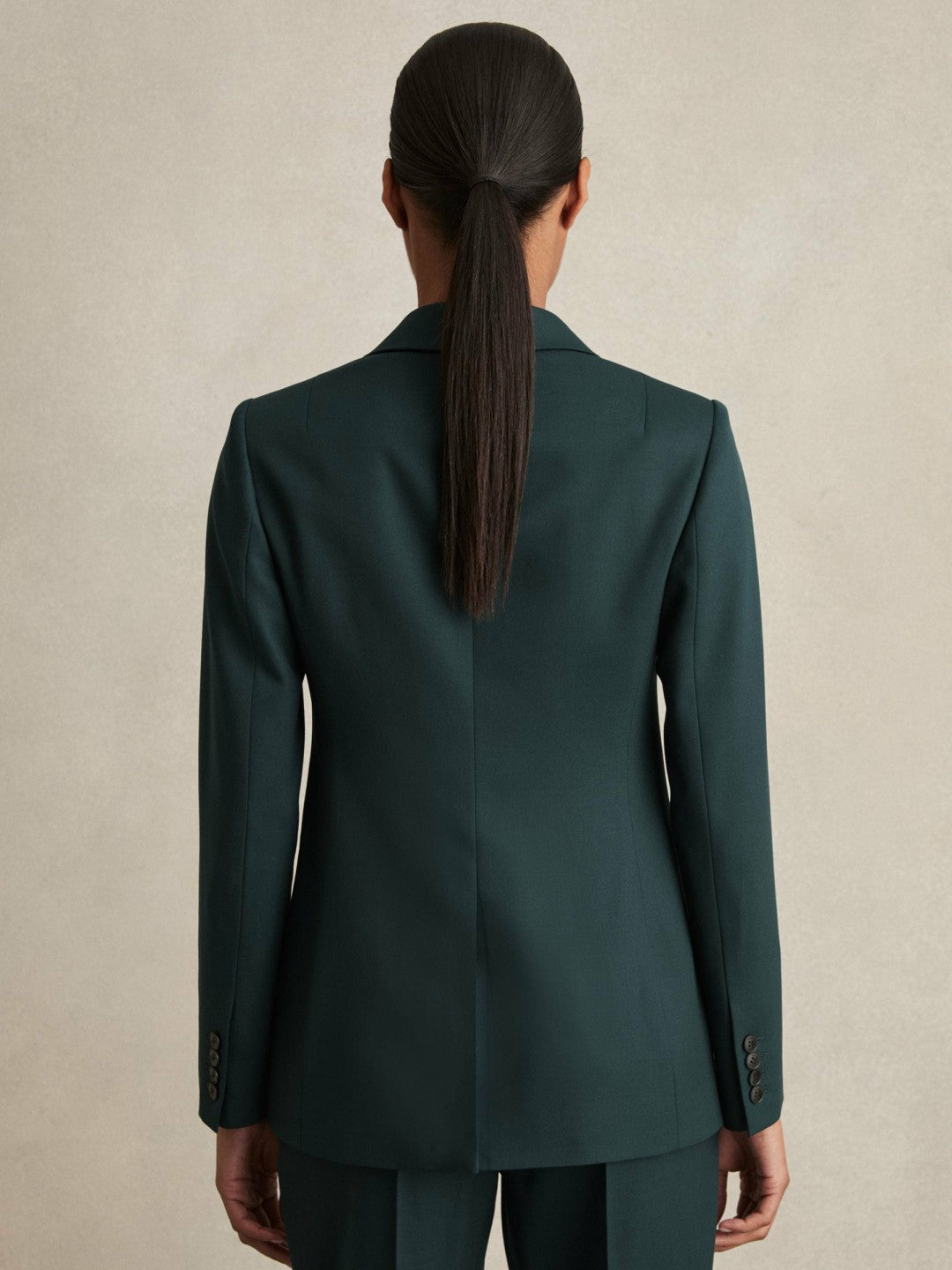 Reiss Wool-Blend Single-Breasted Suit Blazer in Green