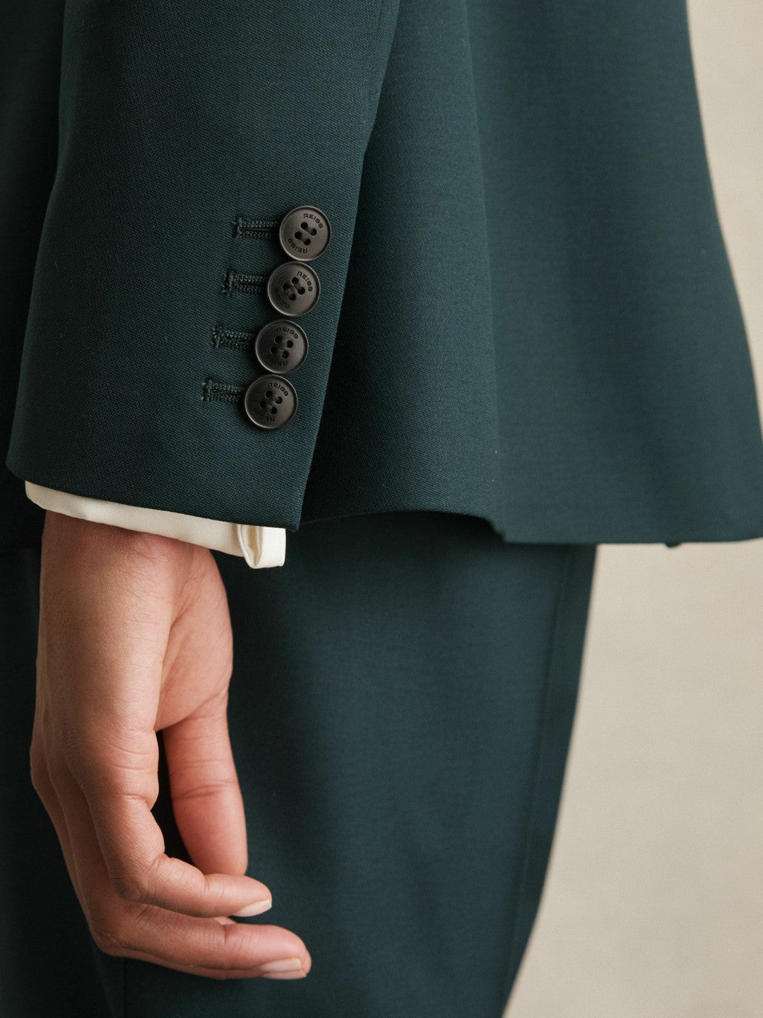 Reiss Wool-Blend Single-Breasted Suit Blazer in Green