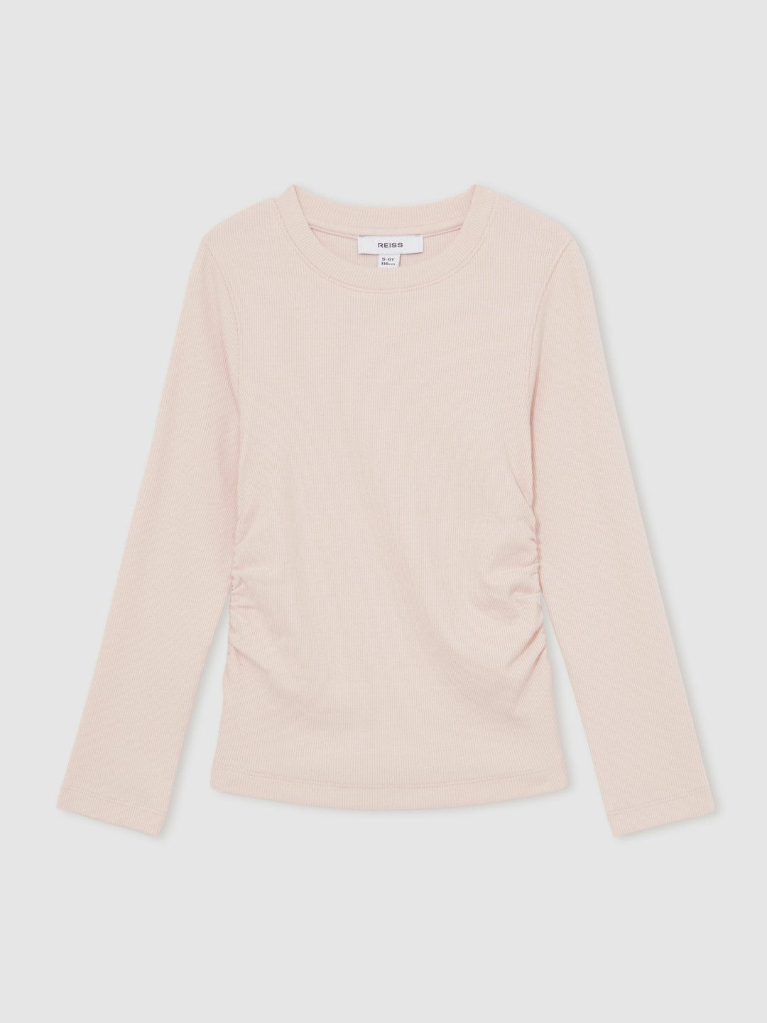 Reiss 4-9 yrs Cotton Ruched Long-Sleeve T-Shirt with Stretch in Pale Pink