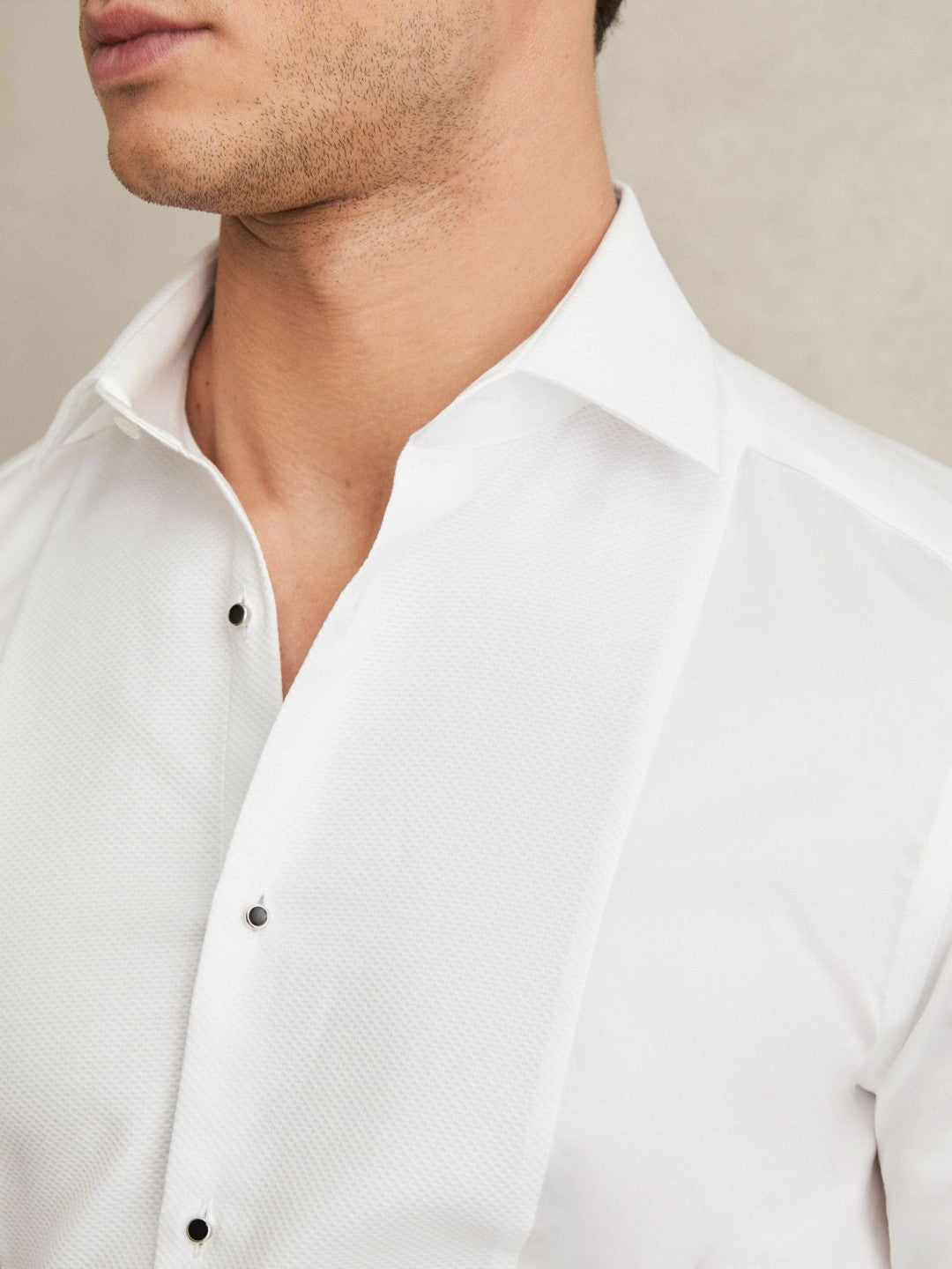 Reiss Slim Fit Cotton Double-Cuff Dinner Shirt Regular-Fit in White