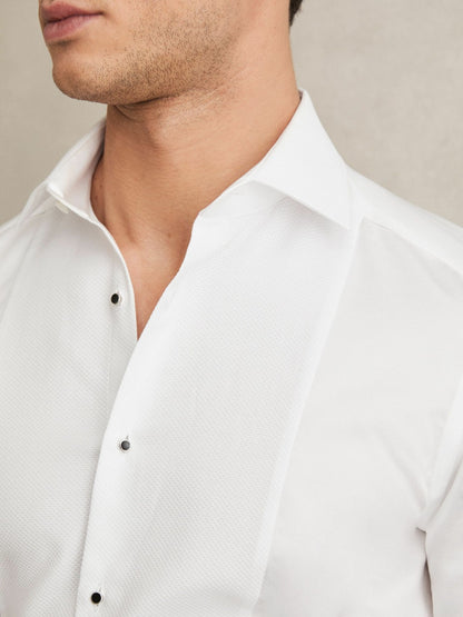 Reiss Slim Fit Cotton Double-Cuff Dinner Shirt Regular-Fit in White