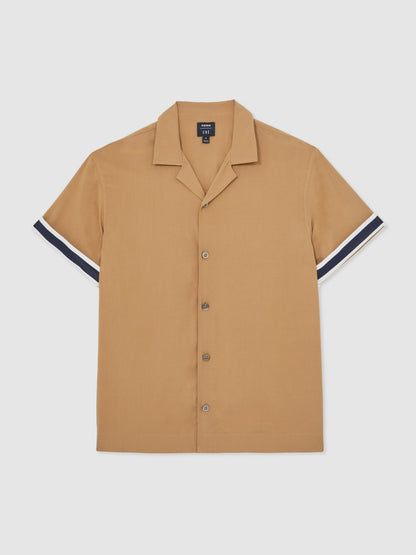 Reiss | Ché Stripe-Cuff Shirt in Camel