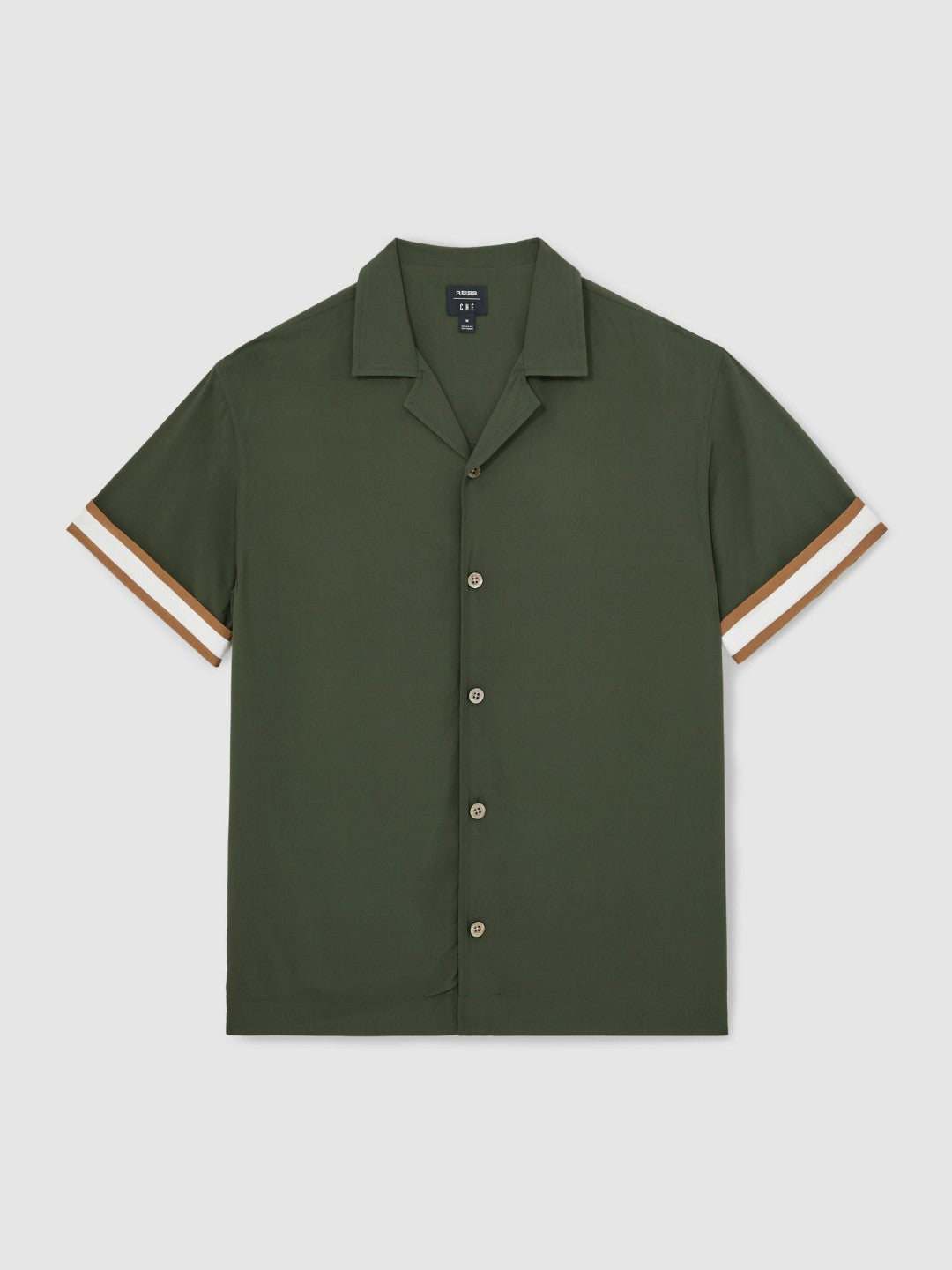 Reiss | Ché Stripe-Cuff Shirt in Pine Green