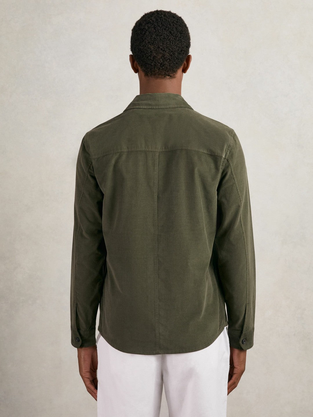 Reiss Cotton Corduroy Twin-Pocket Overshirt in Khaki Green