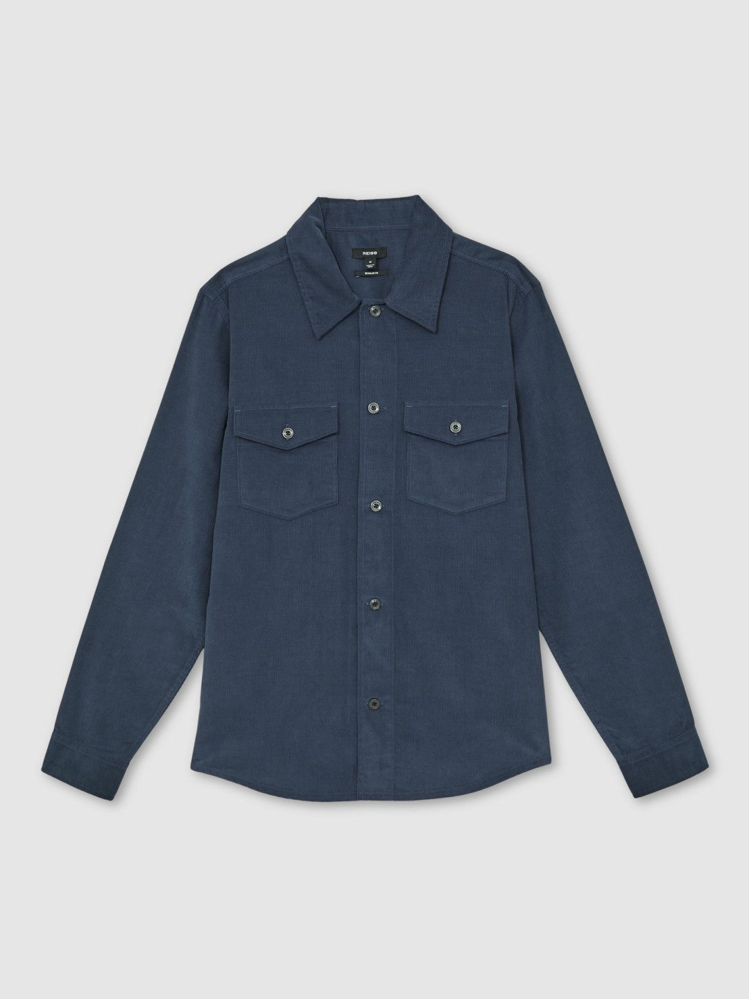 Reiss Cotton Corduroy Twin-Pocket Overshirt in Airforce Blue