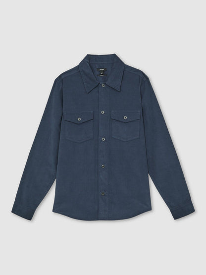 Reiss Cotton Corduroy Twin-Pocket Overshirt in Airforce Blue