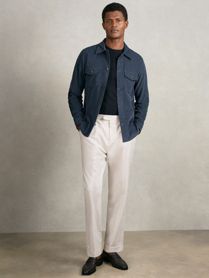 Reiss Cotton Corduroy Twin-Pocket Overshirt in Airforce Blue