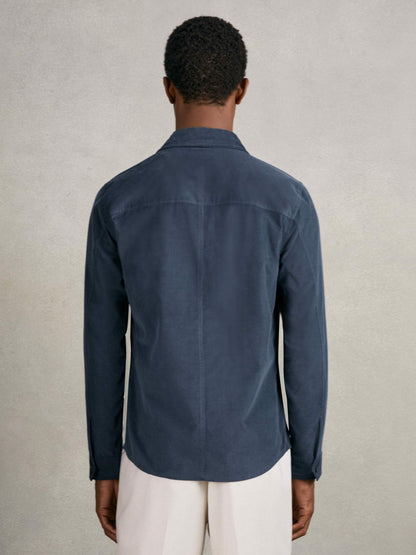 Reiss Cotton Corduroy Twin-Pocket Overshirt in Airforce Blue