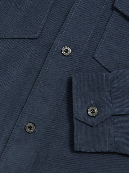 Reiss Cotton Corduroy Twin-Pocket Overshirt in Airforce Blue