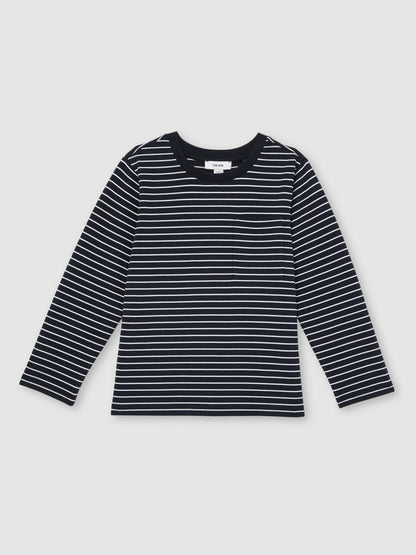 Reiss 13-14 yrs Stretch-Cotton Stripe T-Shirt in Navy/White