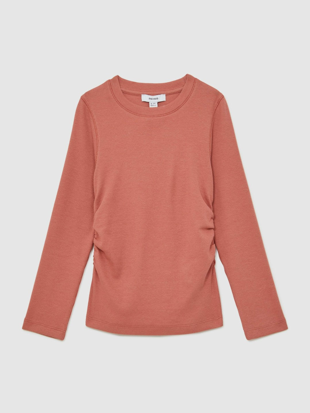 Reiss 9-13 yrs Cotton Ruched Long-Sleeve T-Shirt with Stretch in Rose