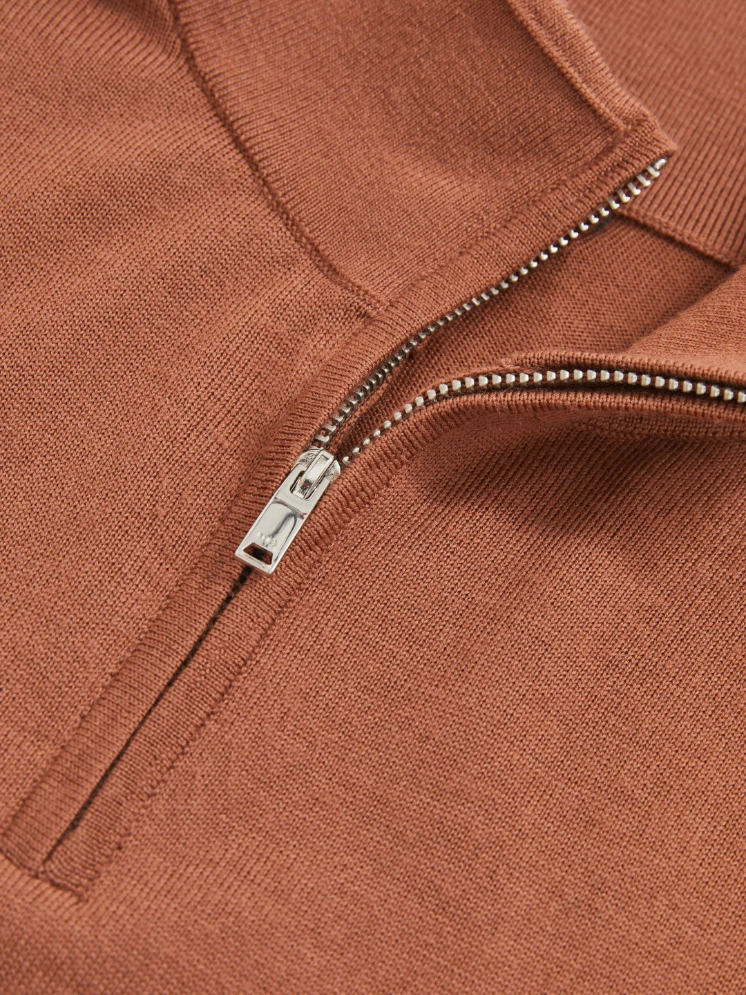 Reiss Merino Wool Half-Zip Jumper in Cinnamon Brown