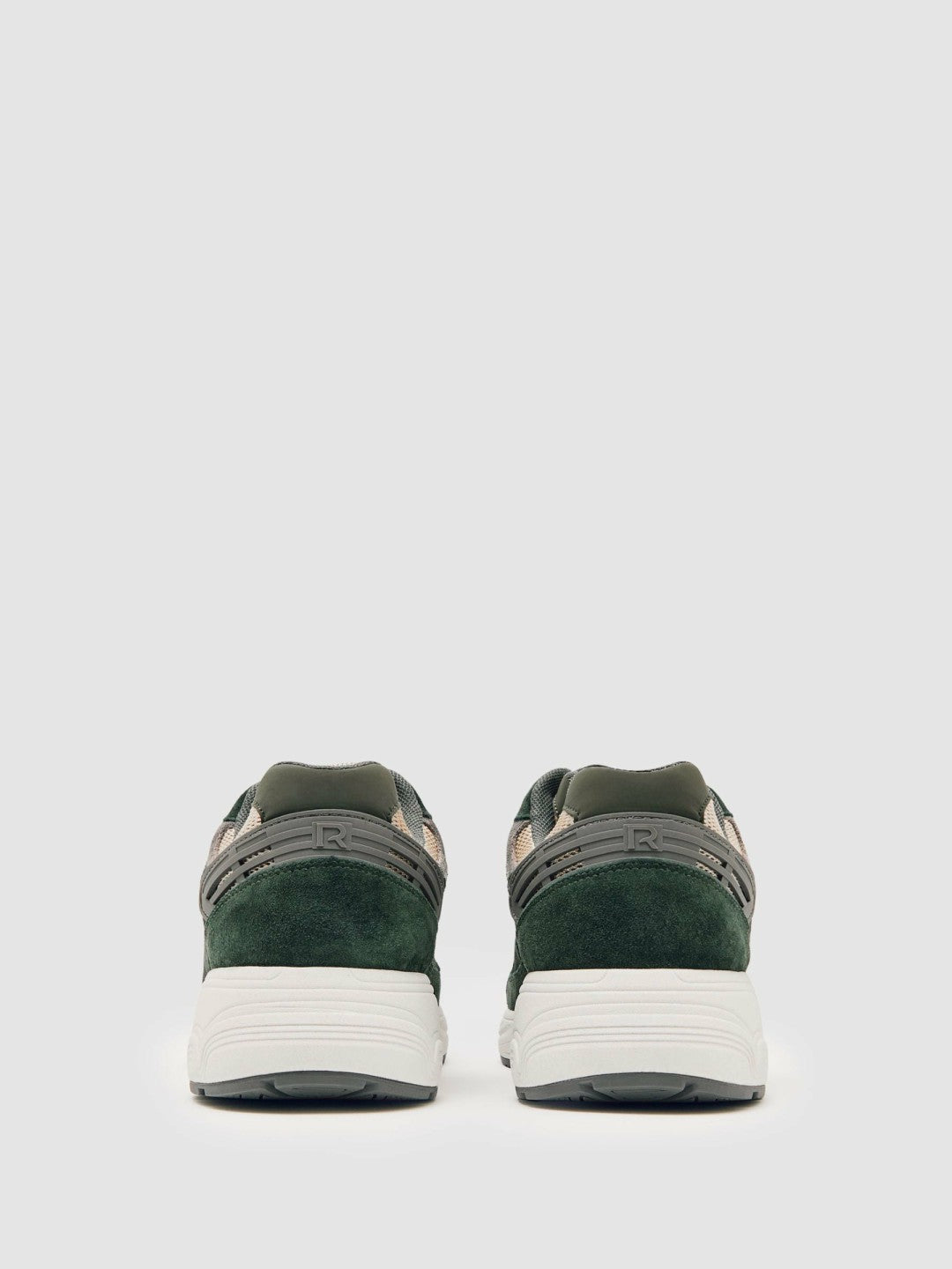 Reiss Panelled Running Trainers in Forest Green/Stone