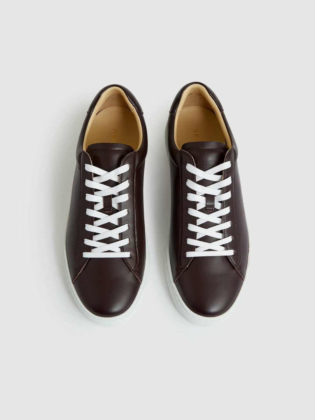 Reiss Leather Low-Top Trainers in Plum Purple