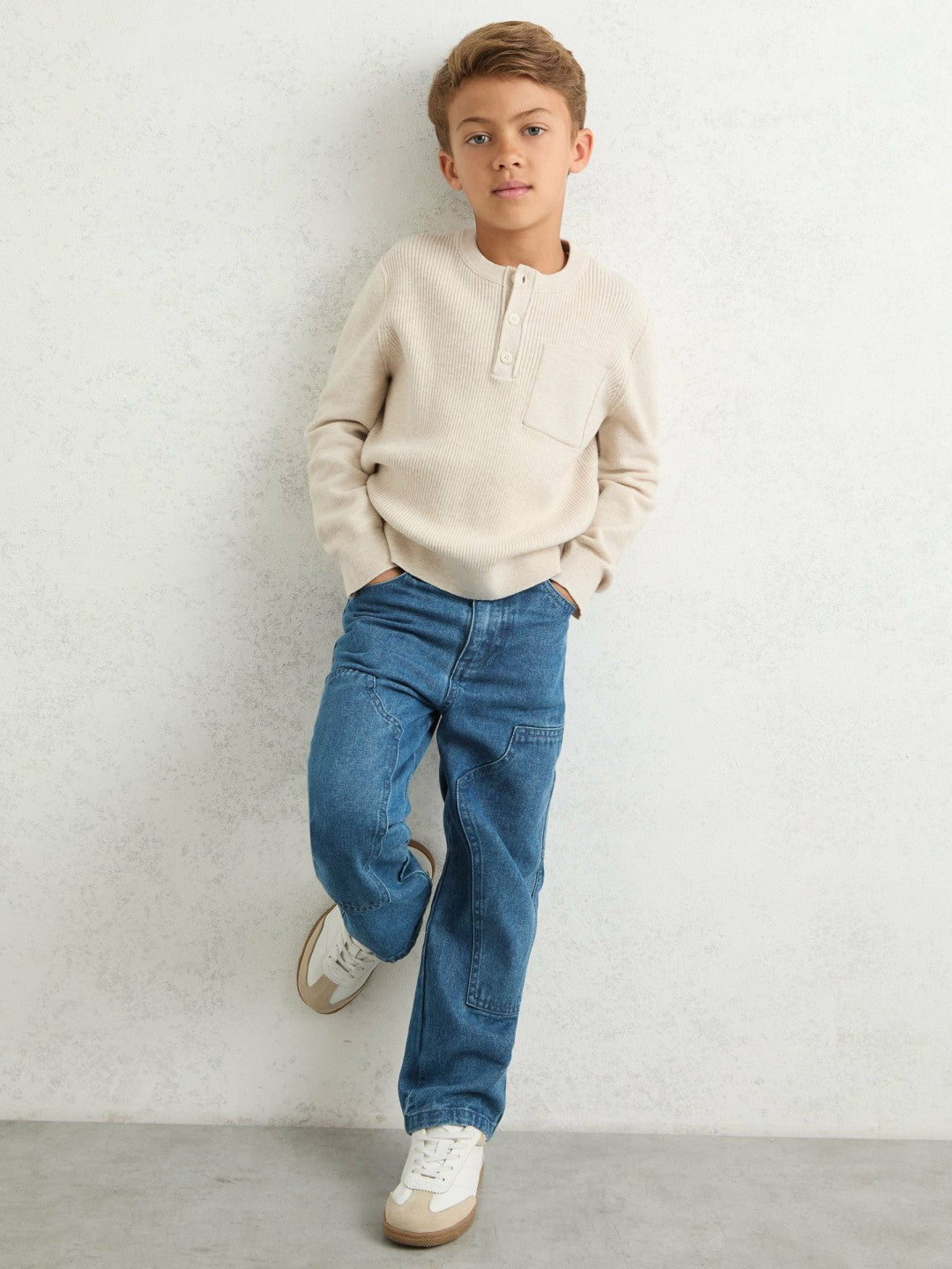 Reiss 13-14 yrs Straight-Leg Carpenter Jeans in Mid Blue