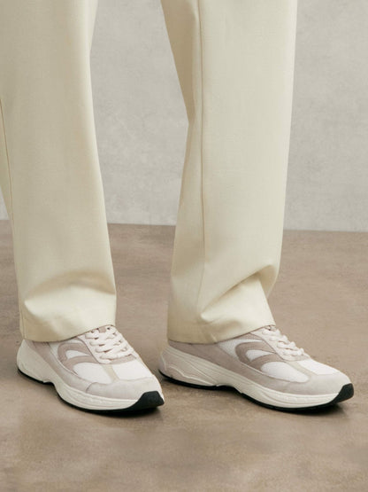 Reiss Panelled Running Trainers in Off White/Stone