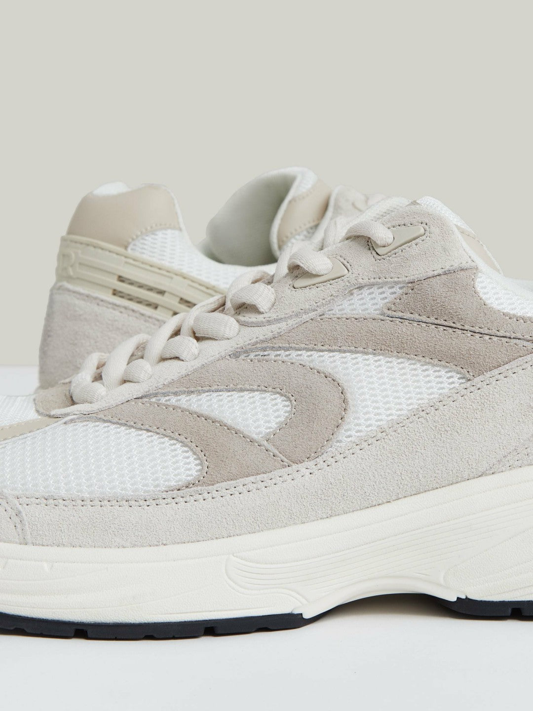 Reiss Panelled Running Trainers in Off White/Stone