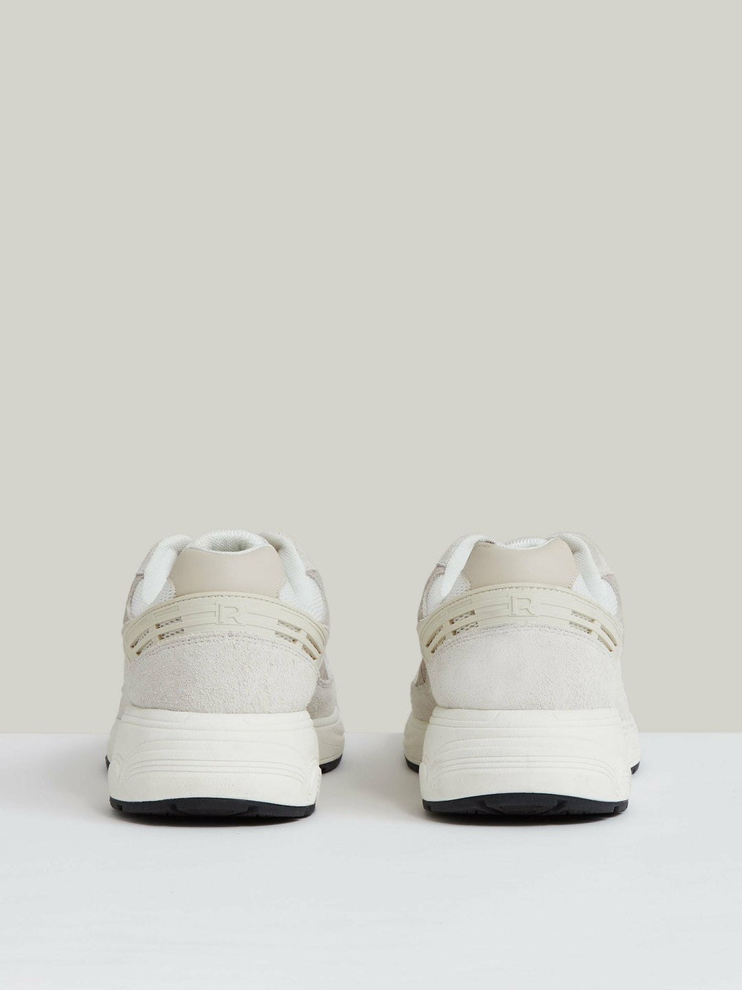 Reiss Panelled Running Trainers in Off White/Stone