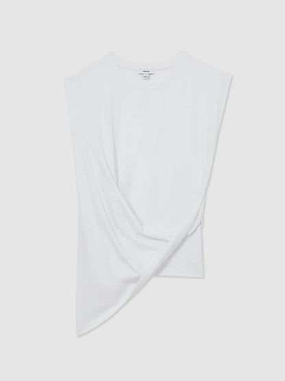Reiss Cotton Drape T-Shirt in White