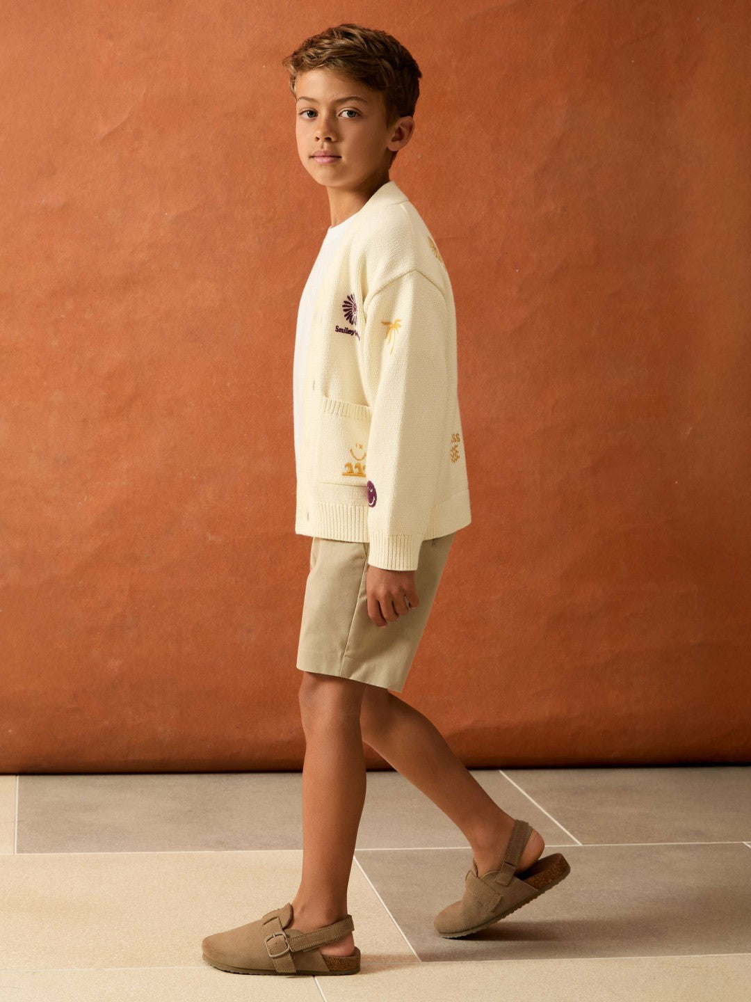 Reiss 13-14 yrs SmileyWorld Embroidery Cardigan Unisex Fit in Off White