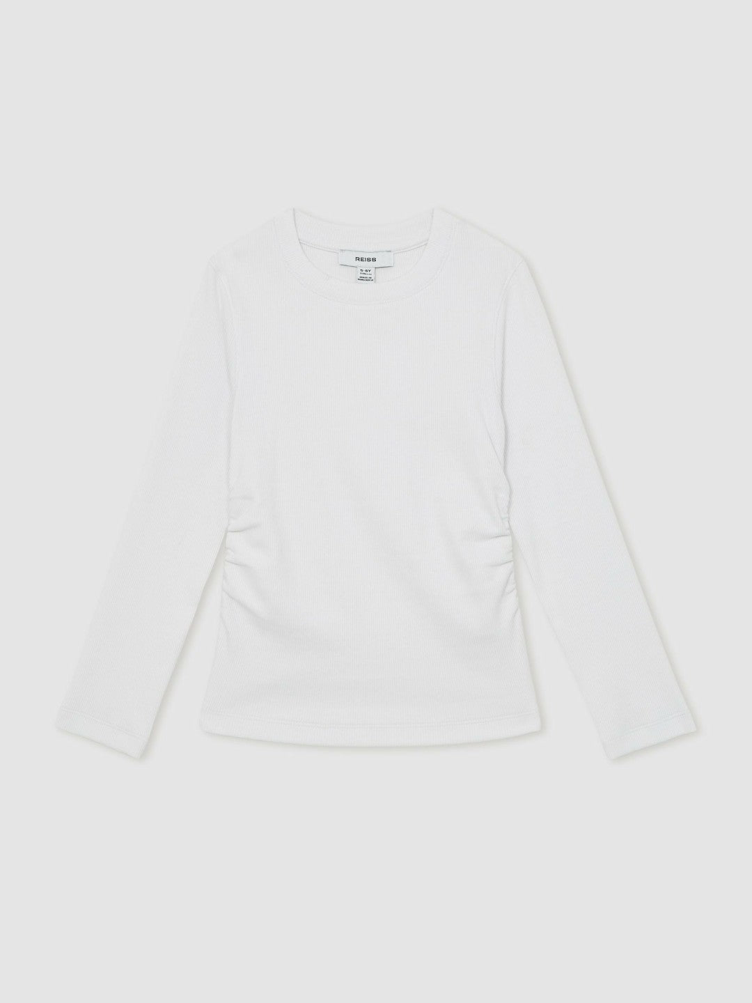Reiss 4-9 yrs Cotton Ruched Long-Sleeve T-Shirt with Stretch in Ivory