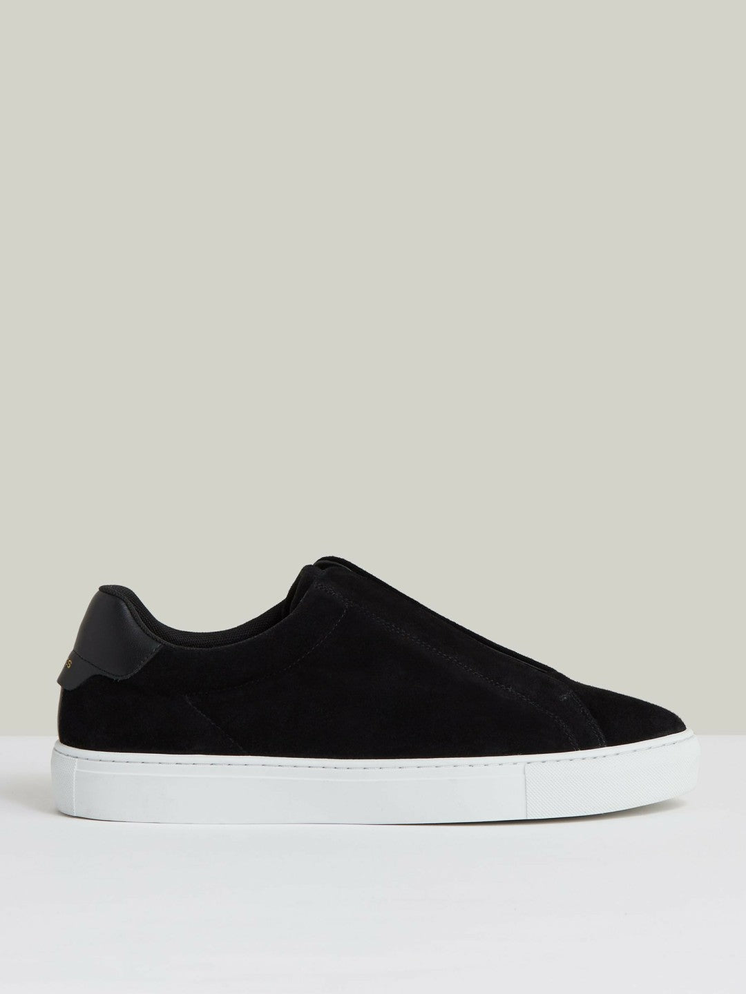 Reiss Suede Slip-On Elasticated Trainers in Black