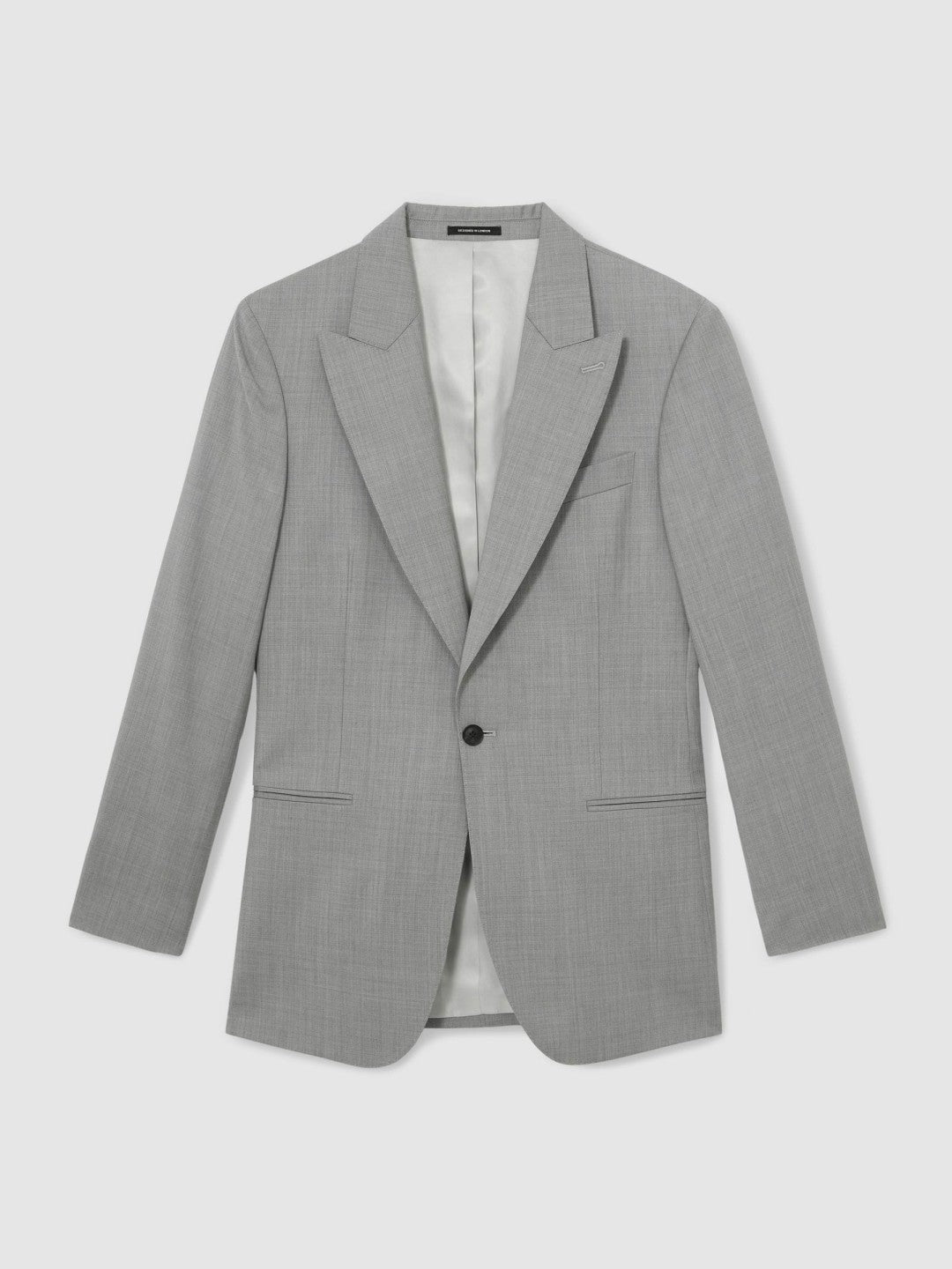 Reiss Slim-Fit Wool Single Breasted Suit Blazer in Mid Grey