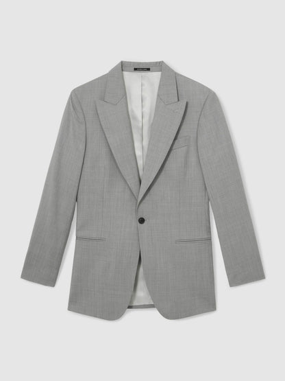 Reiss Slim-Fit Wool Single Breasted Suit Blazer in Mid Grey