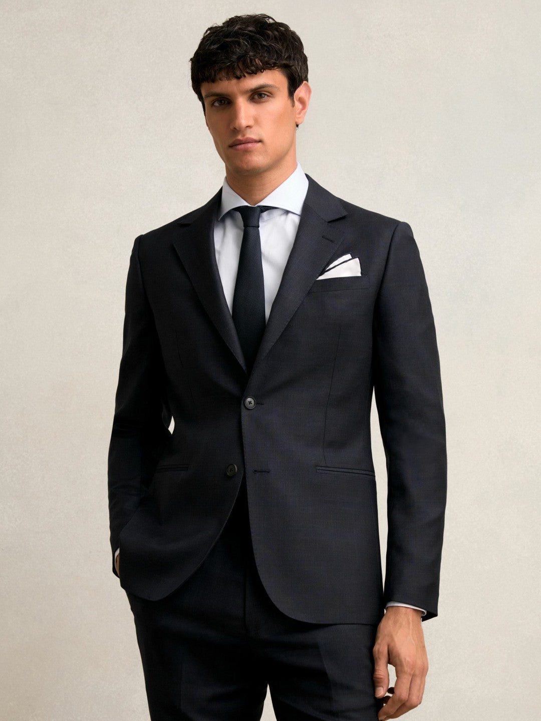 Reiss Slim-Fit Wool Single Breasted Check Suit Blazer in Navy