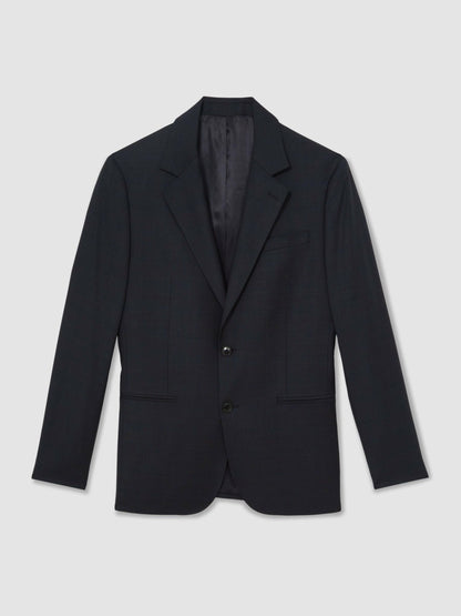 Reiss Slim-Fit Wool Single Breasted Check Suit Blazer in Navy