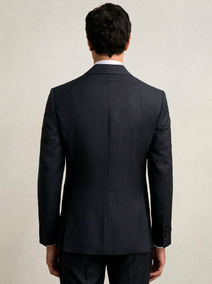 Reiss Slim-Fit Wool Single Breasted Check Suit Blazer in Navy