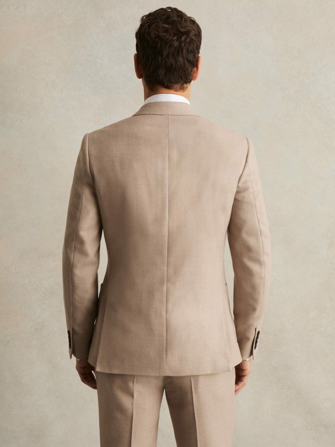Reiss Slim-Fit Wool-Blend Double-Breasted Suit Blazer in Oatmeal Brown