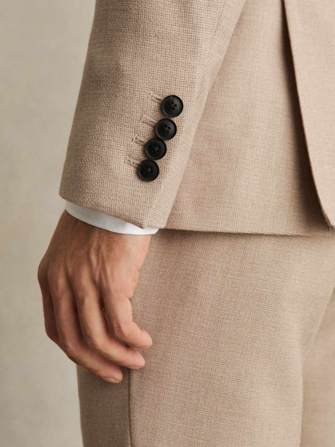Reiss Slim-Fit Wool-Blend Double-Breasted Suit Blazer in Oatmeal Brown
