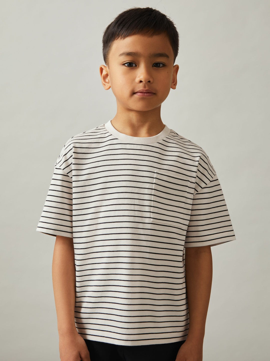 Reiss 13-14 yrs Cotton-Blend Stripe T-Shirt in White/Navy