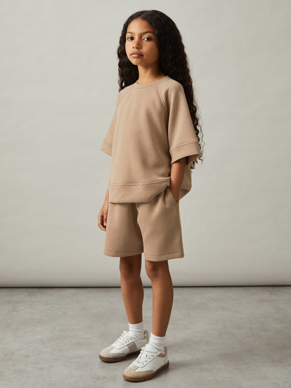 Reiss 3-9 yrs Modal-Blend Sweatshirt And Shorts Set in Mink